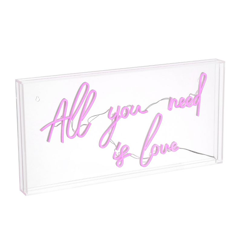 23.6&#34; x 11.7&#34; All You Need is Love Contemporary Glam Acrylic Box USB Operated LED Neon Light Pink - JONATHAN Y, 2 of 7