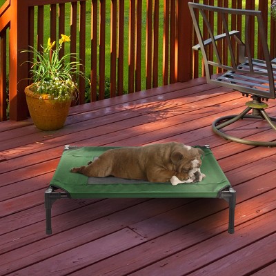 Medium Green Elevated Outdoor Pet Bed with Mesh Panel
