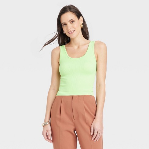 Women's Seamless Slim Fit Tank Top - A New Day™ Lime M : Target