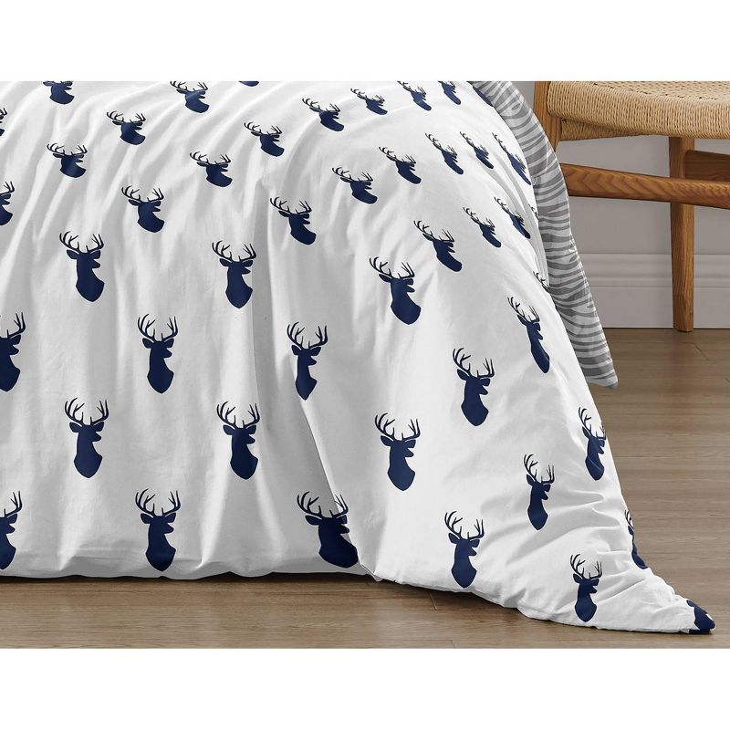 Full/Queen Woodland Deer Kids&#39; Comforter Set Navy/White - Sweet Jojo Designs, 6 of 8