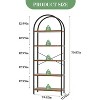 Jojoka 5-Tier Arched Bookshelf, Tall Wood Bookcase with Metal Frame, Modern Storage Rack for Living Room, Bedroom, or Home Office，Black+Brown - 3 of 4