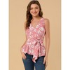 Allegra K Women's Sleeveless V Neck Tie Waist Asymmetric Hem Wrap Peplump Tops - 2 of 4