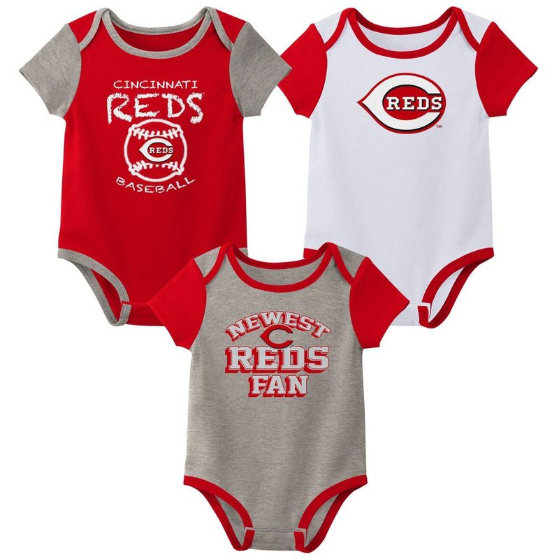 MLB Cincinnati Reds Infant Boys&#39; 3pk Bodysuit, 1 of 5