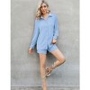 WhizMax Women's Casual 2 Piece sets Long Sleeve Button Down Shirt High Waist Drawstring Short Outfit sets - 4 of 4