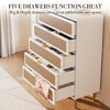 Rattan 5 Drawer Dresser for Bedroom, Chest of Drawers with Deep Drawers, Large Double Dresser for Closet with Wide Top, Tall Wooden Dresser - 3 of 4