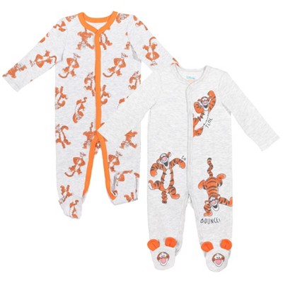 Image of Disney Winnie the Pooh Tigger Newborn Baby Boys 2 Pack Snap Sleep N' Play Coveralls 3-6 Months
