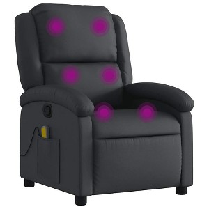 vidaXL Massage Recliner Chair with 6-Point Vibration Massage, Adjustable, Black Real Leather - 1 of 4