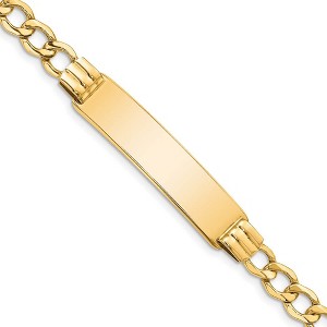 Black Bow Jewelry 14k Yellow Gold 5.9mm Hollow Curb Link I.D. Bracelet - 7 Inch - 1 of 4