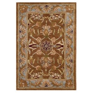 Brown/Blue Floral Tufted Accent Rug 2