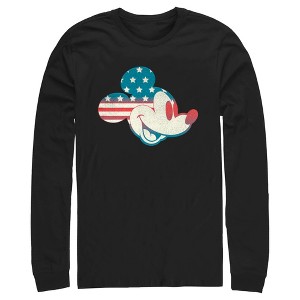 Men's Mickey & Friends Fourth of July Mickey Mouse Face Long Sleeve Shirt - 1 of 4