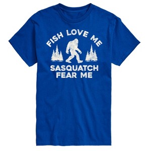 Men's - Instant Message - Fish Love Me, Sasquatch Fear Me Short Sleeve Graphic T-Shirt - 1 of 4
