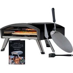 Outdoor Gas Pizza Oven, Portable Design, Self-Rotating Baking Stone, Black - 1 of 4