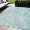 Aqua Teal Blue And Ivory Floral Washable Indoor Outdoor Area Rug - 2 of 4