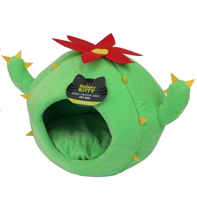 Quirky Kitty Cool Catus Cave Cat Bed - Green