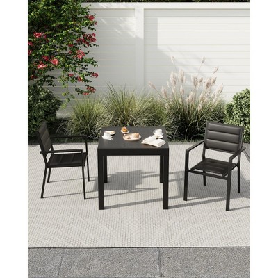 Stackable Patio Chairs Set of 2, All-Weather Outdoor Dining Chairs with Textilene Fabric