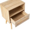 NicBex 1 Drawer Rattan Nightstand with Aluminum Alloy Handle,Bedside Table with 1 Shelf and Solid Wood Legs,Modern Side Table for Bedroom - 4 of 4