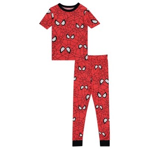 Marvel Boys Spiderman Pajamas Set - 2 Piece Short Sleeve Spiderman Pajamas - Spiderman, Miles Morales Pajamas Set - 1 of 4