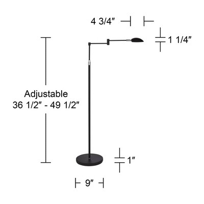 Adjustable Black Metal Pharmacy LED Floor Lamp with Oval Shade