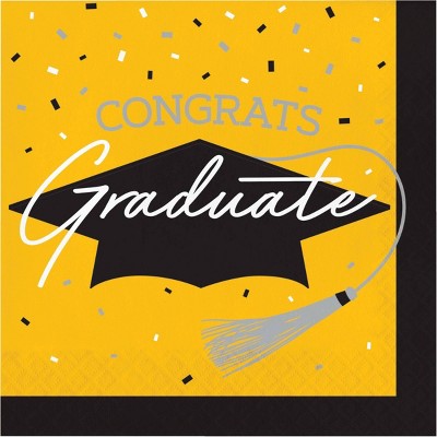 Creative Converting Graduate School Spirit Yellow Paper Napkins 108ct
