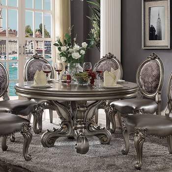 60" Versailles Dining Table Antique Platinum Finish - Acme Furniture