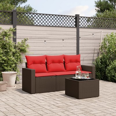 4 Piece Patio Sofa Set with Cushions ,Poly Rattan vidaXL
