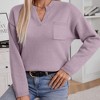 Clearlove Womens Pullover Sweater V Neck Long Sleeves Oversized Ribbed Knitted Casual Fall Tunic Sweaters - 4 of 4