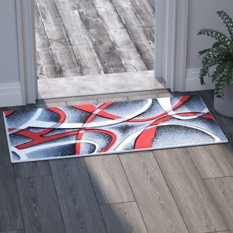 Emma and Oliver Olefin Accent Rug with 3D Sculpted Intersecting Arch Design and Jute Backing, 3 of 7