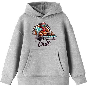 Thanksgiving Turkey Chill Adult Long Sleeve Hoodie - 1 of 2