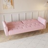 69.7" Velvet 2-Seater Foldable Sofa Bed with Nail Head Trim, Matching Throw Pillow, Gold Metal Legs and Solid Wood Frame for Small Living Spaces - 4 of 4