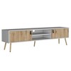 70.9" Manufactured Wood TV Stand with 2 Hinged Doors and Central Shelves for Living Room and Bedroom - 2 of 4