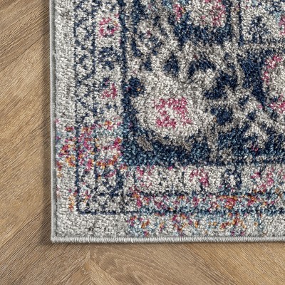 Blue 10' x 14' Vintage Medallion Synthetic Area Rug