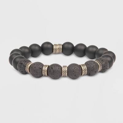 Men's Genuine Stone Bracelet - Goodfellow & Co™ Black One Size