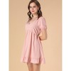 Allegra K Women's V Neck Short Sleeve Ruffle Hem Babydoll Dress - 4 of 4