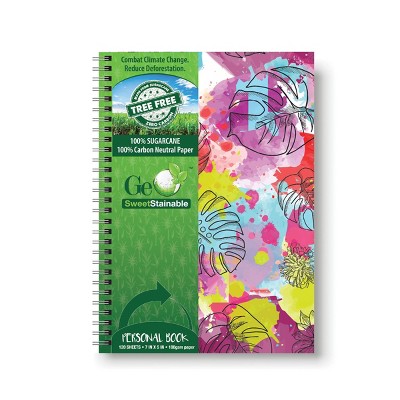 120 sheet 1 Subject Spiral Notebook 7"x5" Exotic Vacation Collection Bright Botanical 100% Tree Free - Geo SweetStainable