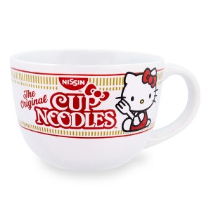Silver Buffalo Sanrio Hello Kitty x Nissin Cup Noodles Ceramic Soup Mug | Holds 24 Ounces - 1 of 4