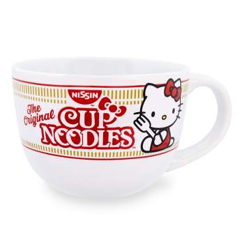 Silver Buffalo Sanrio Hello Kitty x Nissin Cup Noodles Ceramic Soup Mug | Holds 24 Ounces