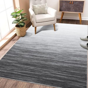 Acekool 4x6 Modern Ombre Washable Rug, Non-Slip Soft Low Pile Area Rug, Non-Shedding Accent Carpet for Living Room, Bedroom, Office, Grey - 1 of 4