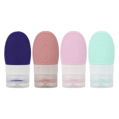 Unique Bargains Portable Silicone Pump Bottle for Travel Multicolor 4 Pcs