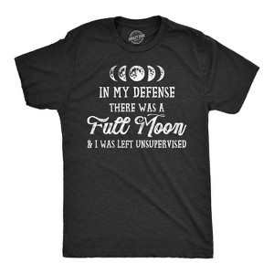 Mens In My Defense There Was A Full Moon Halloween Shirt Funny Werewolf Top - Crazy Dog Men's T Shirt - 1 of 4