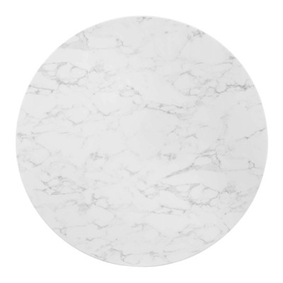 Zinque Round White Marble and Gold Dining Table