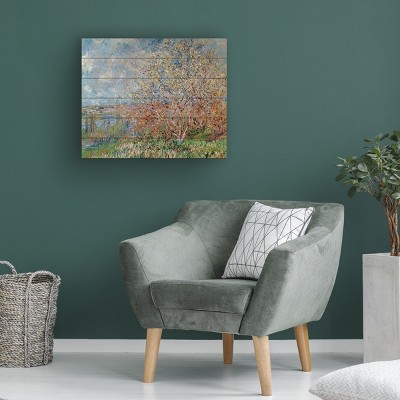 Claude Monet Spring Landscape 18x22 Wood Slat Wall Art