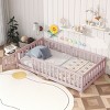 Twin Floor Bed with Fence and Door, Wood Montessori Toddler Bed for Kids, Low Platform Safety Guardrails for Transition-Baofuwish - 3 of 4