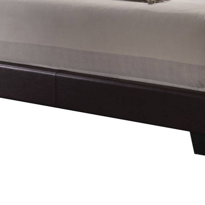 Espresso Faux Leather Tufted Queen Bed with Wood Frame