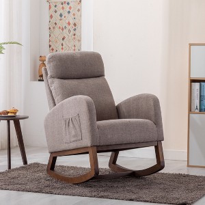 NicBex Teddy Fabric Rocking Glider Chair High Back Recliner with Wood Legs & Side Pocket, Nursery, Living Room, Bedroom Armchair - 1 of 4