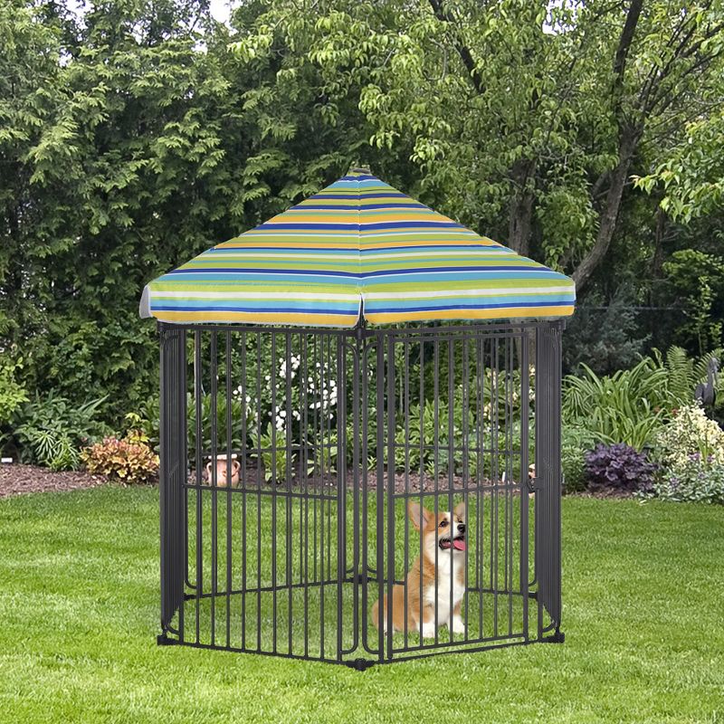 PawHut Heavy-Duty Outdoor Pet Cage Kennel with Weather-Resistant Polyester Roof, Locking Door, & Metal Frame, 4 of 10