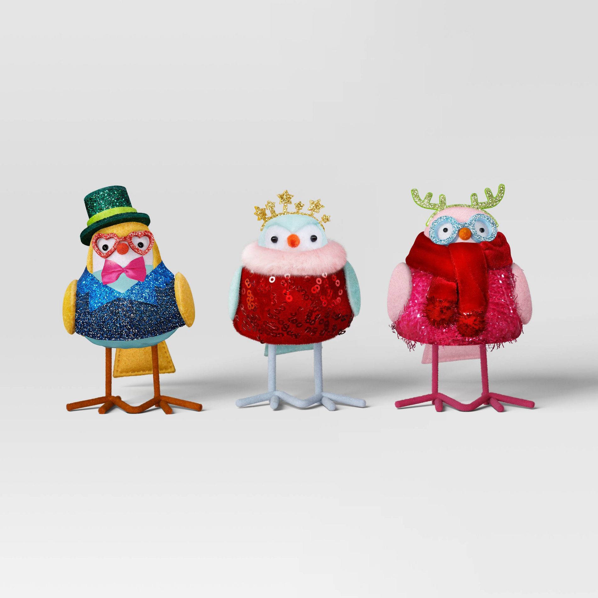 3pk Christmas Featherly Friends Decor Tinsel Tidings - Wondershop™