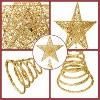 Aoibox 10 Inch Gold Glitter Christmas Star Tree Topper Hollow Iron Wire Design Fits 69 Ft Tree 1 Piece Easy Install Holiday Decor - 2 of 4