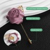Unique Bargains Wedding Groom Suit Ribbon Rose Flower Lapel Pin with Gold Leaf 1 Pc - 2 of 4