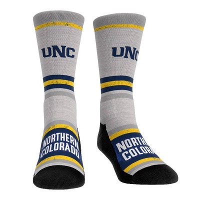 NCAA Northern Colorado Bears Adult Cool Gray Block Crew Socks - L/XL