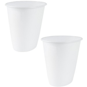 Home Mart Goods White Plastic Bathroom Office Kitchen Trash Can Wastebasket 1.5 Gallon - Set of 2 - 1 of 4